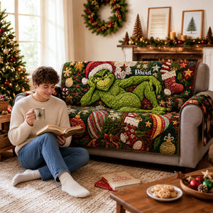 Grouchy Mischief Maker Quilted Sofa Cover - Personalized Christmas Gifts For Family 05nadh290826