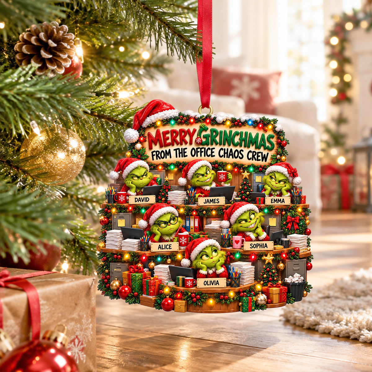 Funny Office Chaos Crew Acrylic Ornament - Personalized Gift For Coworkers 05TOTN161026