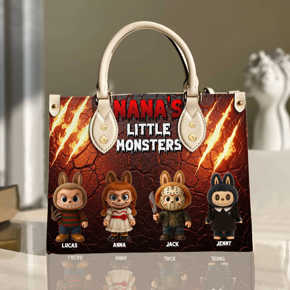 Horror Monsters Personalized Halloween Gifts For Mom/Grandma Leather Bag 04natn180825