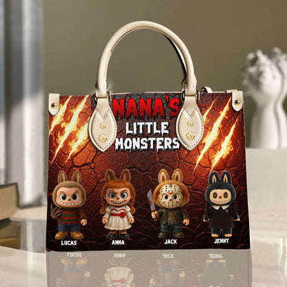 Horror Monsters Personalized Halloween Gifts For Mom/Grandma Leather Bag 04natn180825