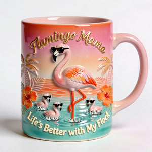 Flamingo Mom With Kids Accent Mug - Personalized Gifts For Mom 01pgdt040326