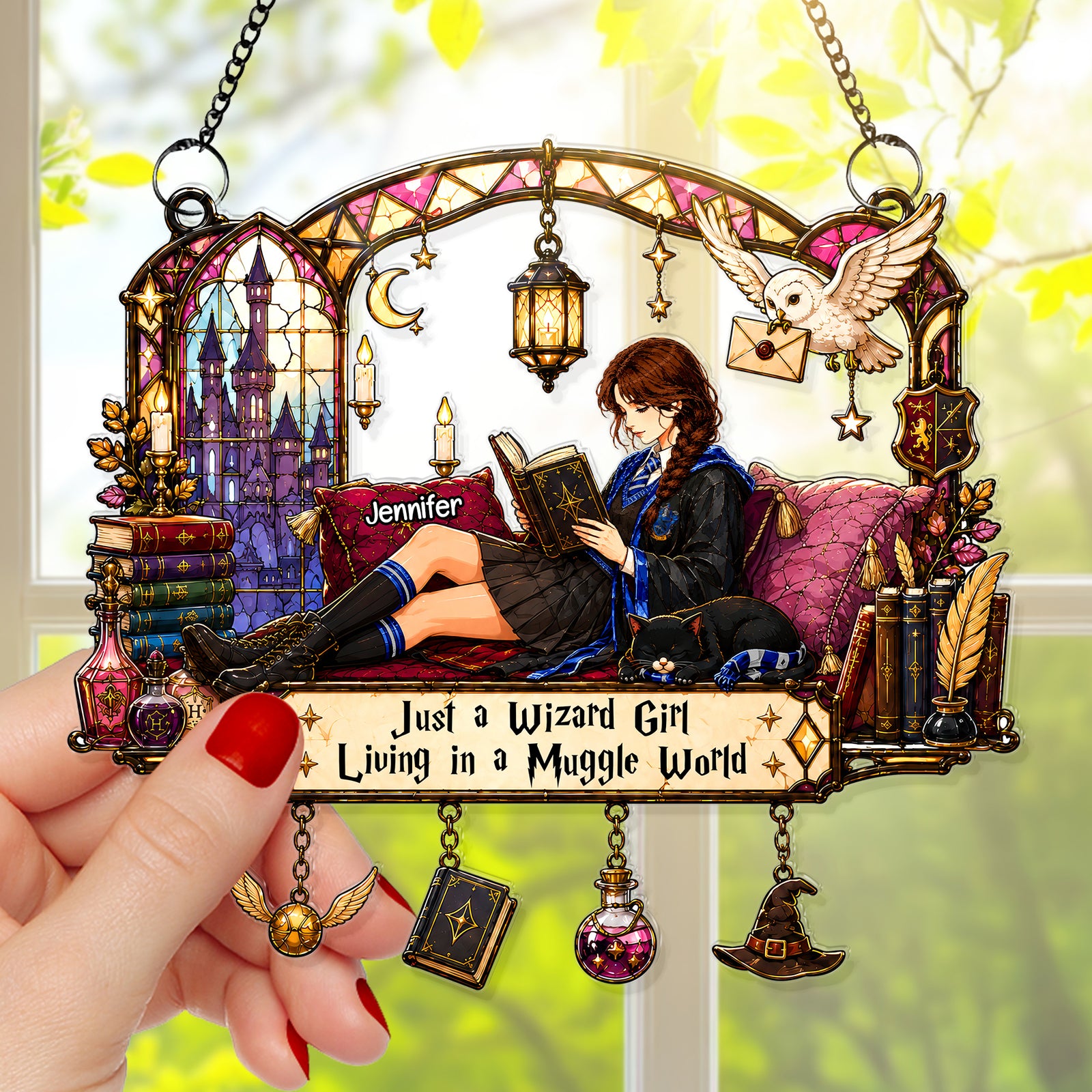 Peaceful Reader Acrylic Suncatcher - Personalized Gifts For Book Lovers 04NAQN240726