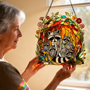 Raccoon Family Suncatcher Ornament - Personalized Gifts For Mom 01tylu260226
