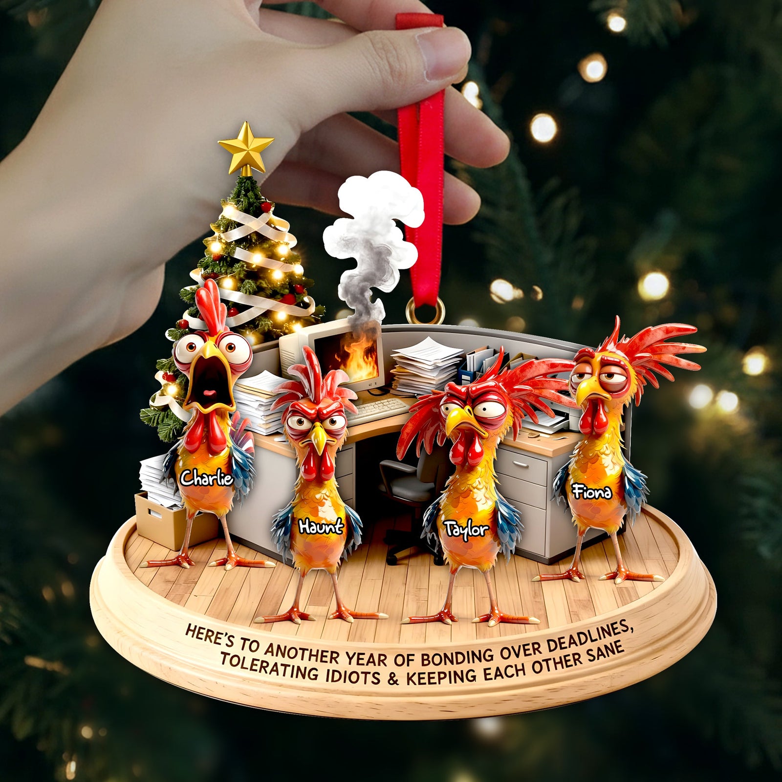 Office Chaos Chicken Ornament - Personalized Gift For Coworkers 03QHLU111125