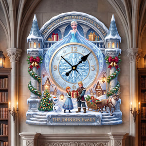 Snowy Christmas Hanging Wall Clock – Personalized Gifts For Family 04HAQN010826