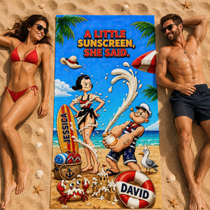 A Little Sunscreen Beach Towel - Personalized Gifts For Couple 04HADT200726
