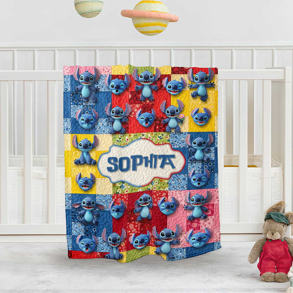 Cute Blue Alien Blanket  - Personalized Gifts For Movie Lovers 01ohqn300625