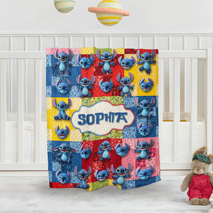 Cute Blue Alien Blanket  - Personalized Gifts For Movie Lovers 01ohqn300625