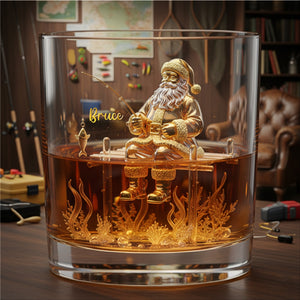 Santa’s Fishing Time Drinking Glass - Personalized Gift For Fishing Lovers 01PALU211025-Homacus