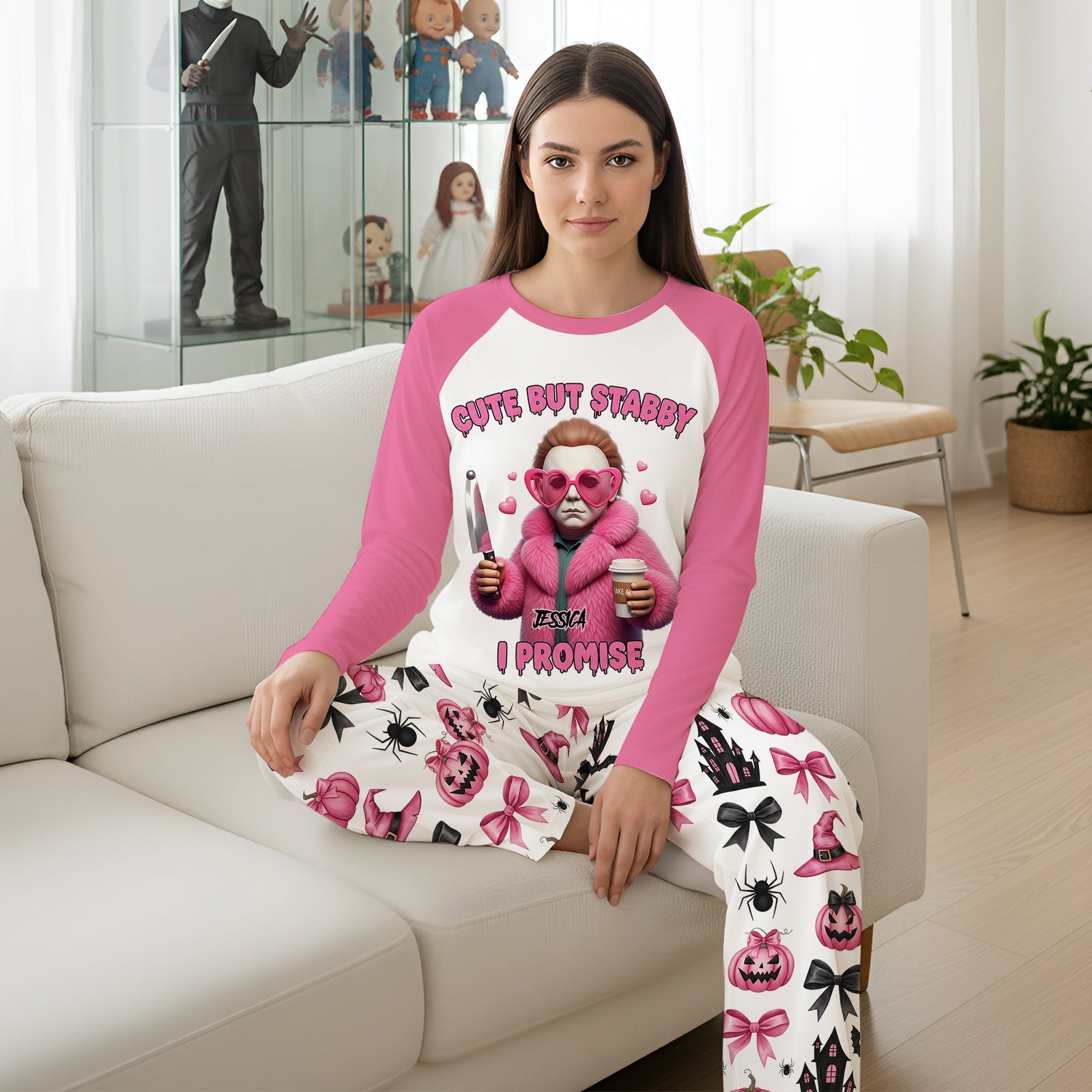 Cute Horror Slasher Pajama - Personalized Gifts For Horror Lovers 05PGLU060925