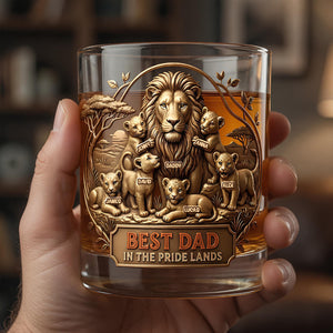 Best Dad In The Pride Lands 11oz Round Glass - Personalized Father's Day Gifts 01totn110526