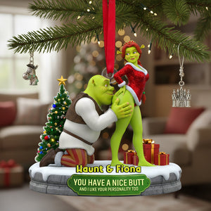 Cheeky Kisses Couple Acrylic Ornament - Personalized Christmas Gifts For Couples 04OHLU300925