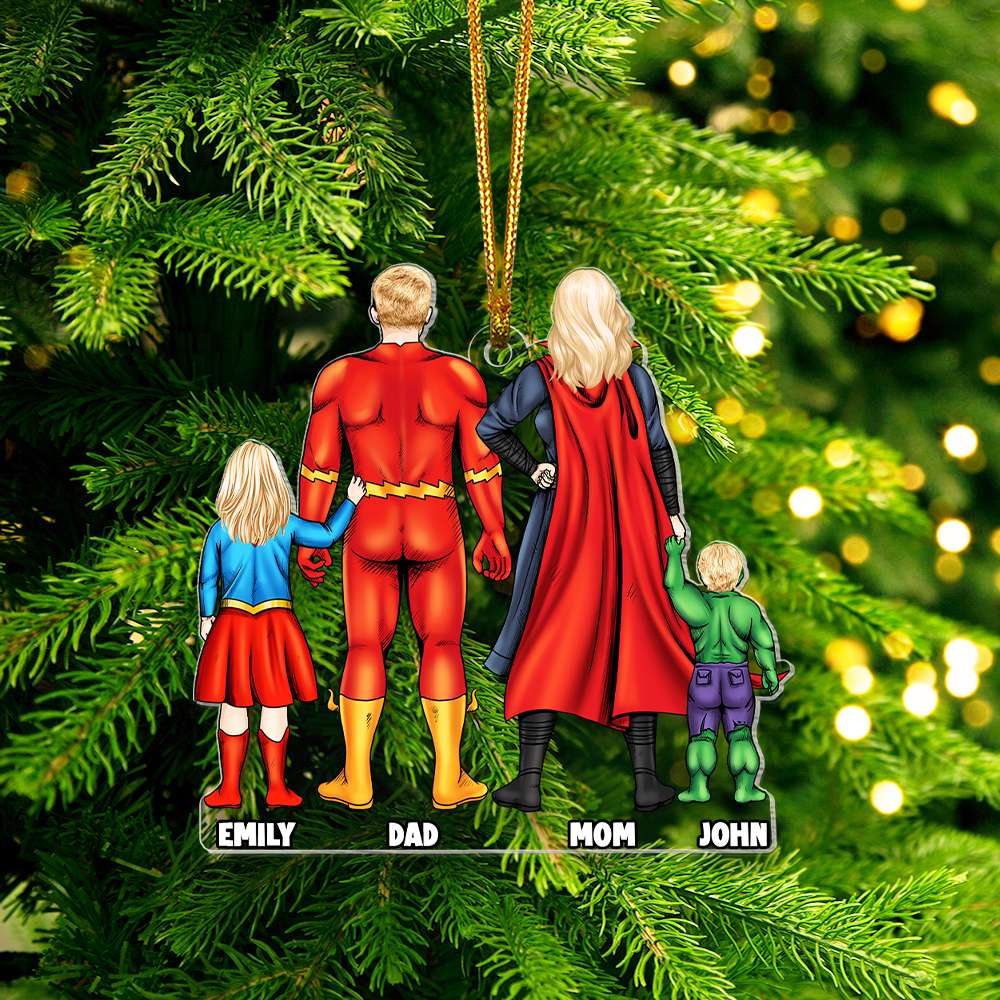 Personalized Gift For Family Christmas Ornament Hero Family 02HUMH231124PA - Ornament - GoDuckee