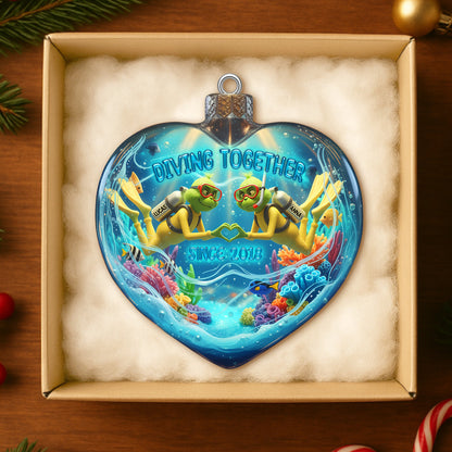 Green Scuba Diving Couple Ornament - Personalized Gifts For Scuba Diving Couple 01qhtn260925