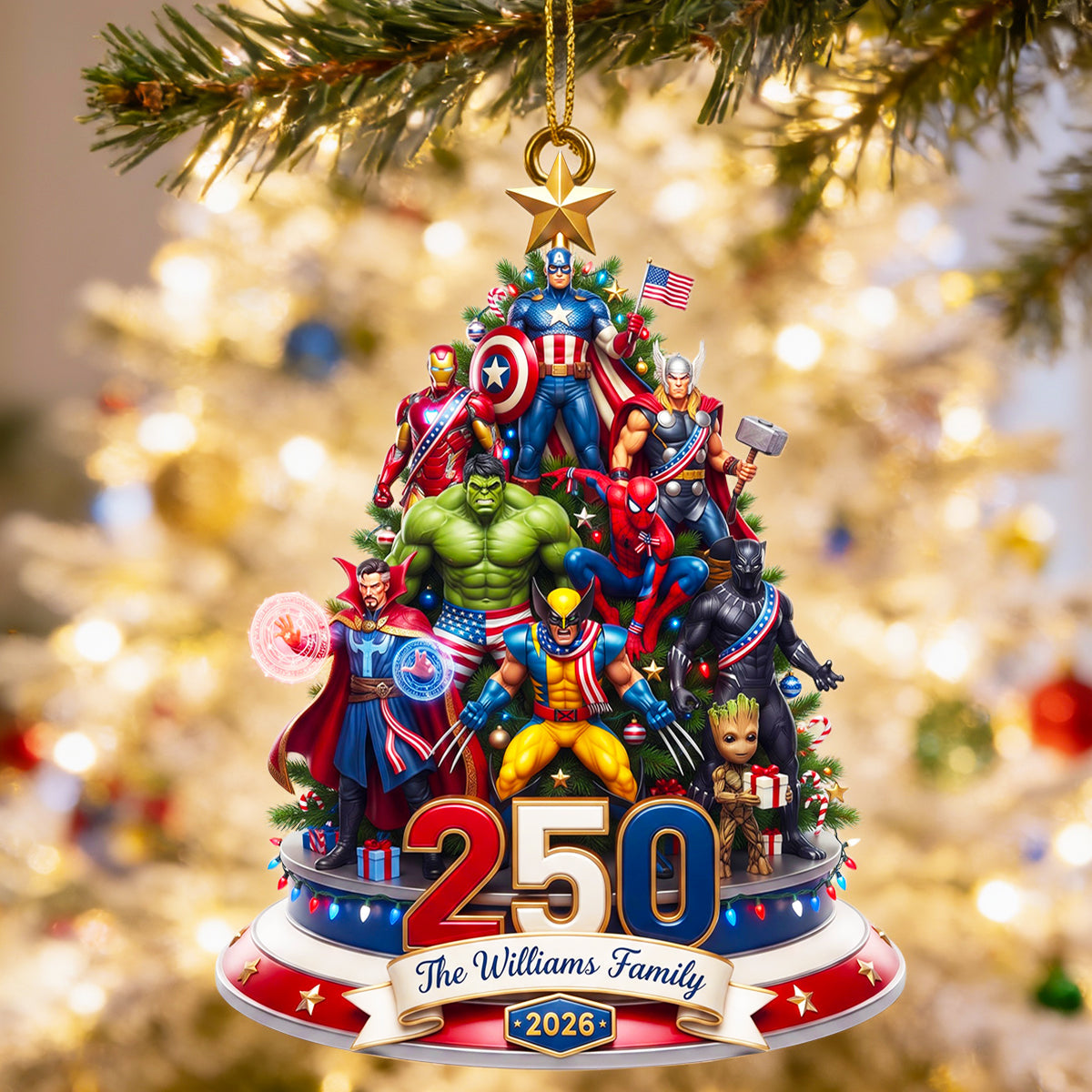 Patriotic America Christmas Ornament Personalized Tree Decor 01TYDT240826