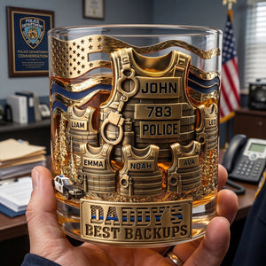 Legendary Police Dad Round Glass, Personalized Gifts For Police Officer, Sheriff, Captain Dad 04qhlu270526