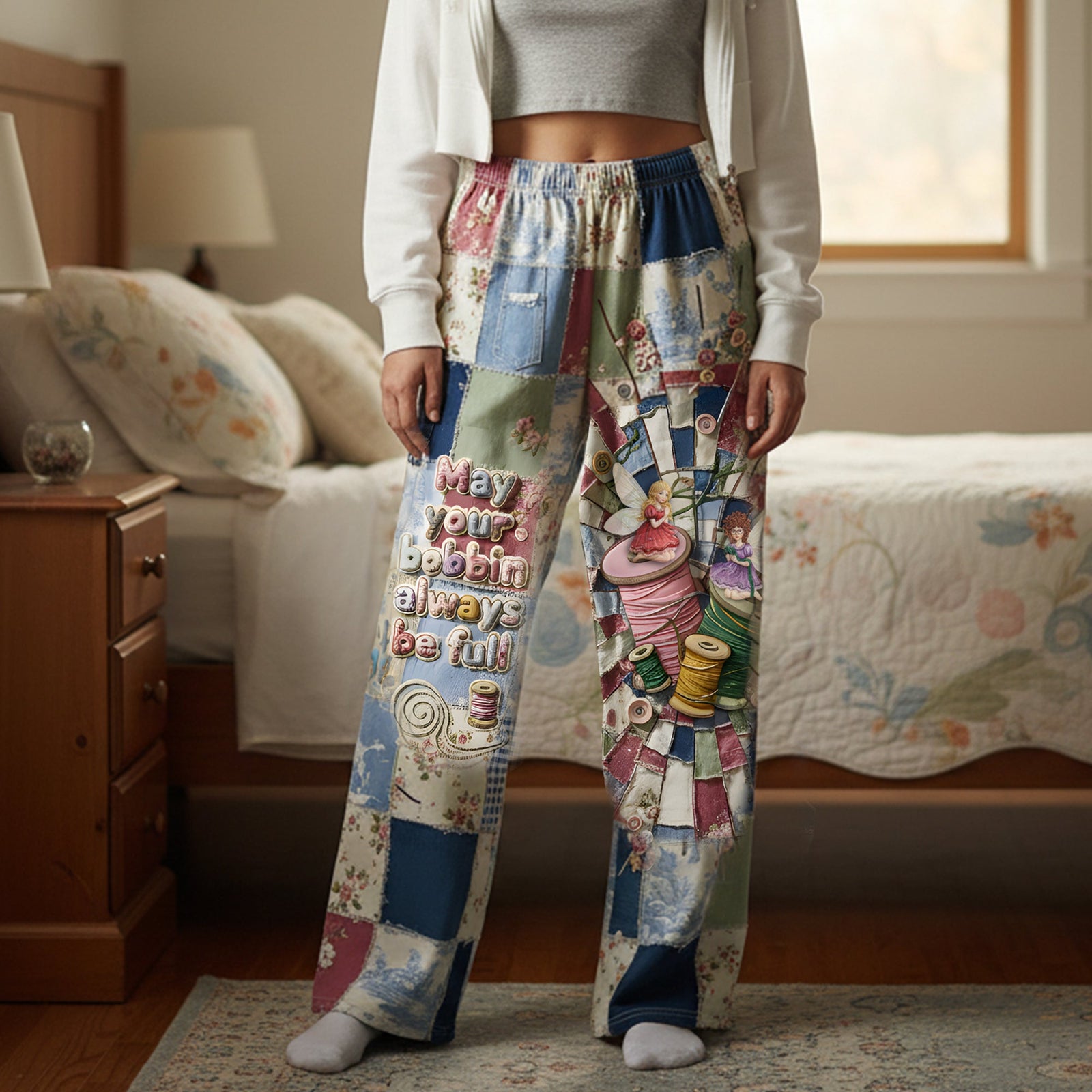 Cozy Patchwork Pajama Pants - Gift For Sewing Lovers 05PALU051225