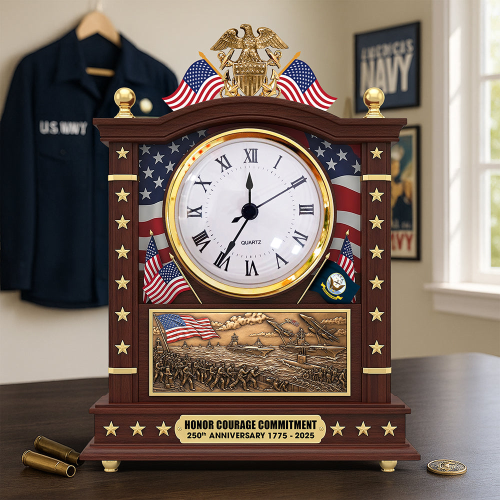 Military Desk Clock Plaque - Personalized 250th Anniversary Gift for Soldier 03huqn080725