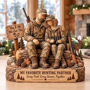 Hunting Partner Wood Effect Ornament - Personalized Gifts For Hunting Couple 02qhqn191026