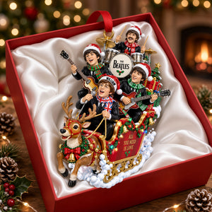The Beatle Riding in A Santa Sleigh With Reindeer Funny Christmas Acrylic Ornament - Personalized Christmas Gift 04hulu120926