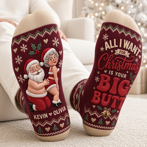 Playful Senior Couple Christmas Socks - Personalized Christmas Gifts For Couple 07todt280926