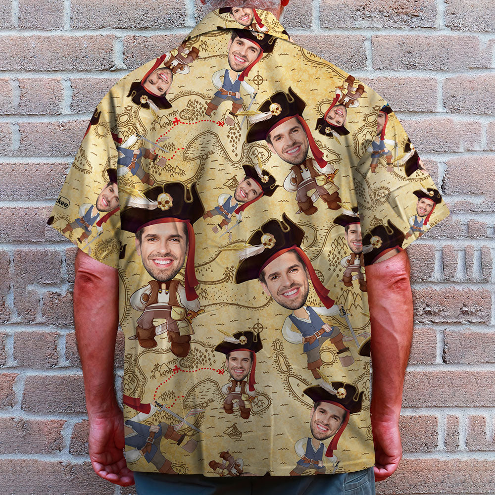 Custom Pirate Face Hawaiian Shirt and Men Beach Shorts- Summer Gift For Him, Pirate Lover - Hawaiian Shirts - GoDuckee