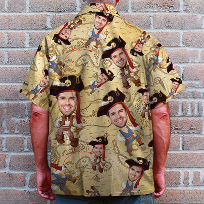 Custom Pirate Face Hawaiian Shirt and Men Beach Shorts- Summer Gift For Him, Pirate Lover - Hawaiian Shirts - GoDuckee