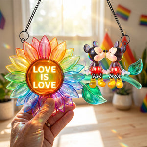 Love Is Love Suncatcher Ornament - Personalized Gifts For Couple 02NADH100626