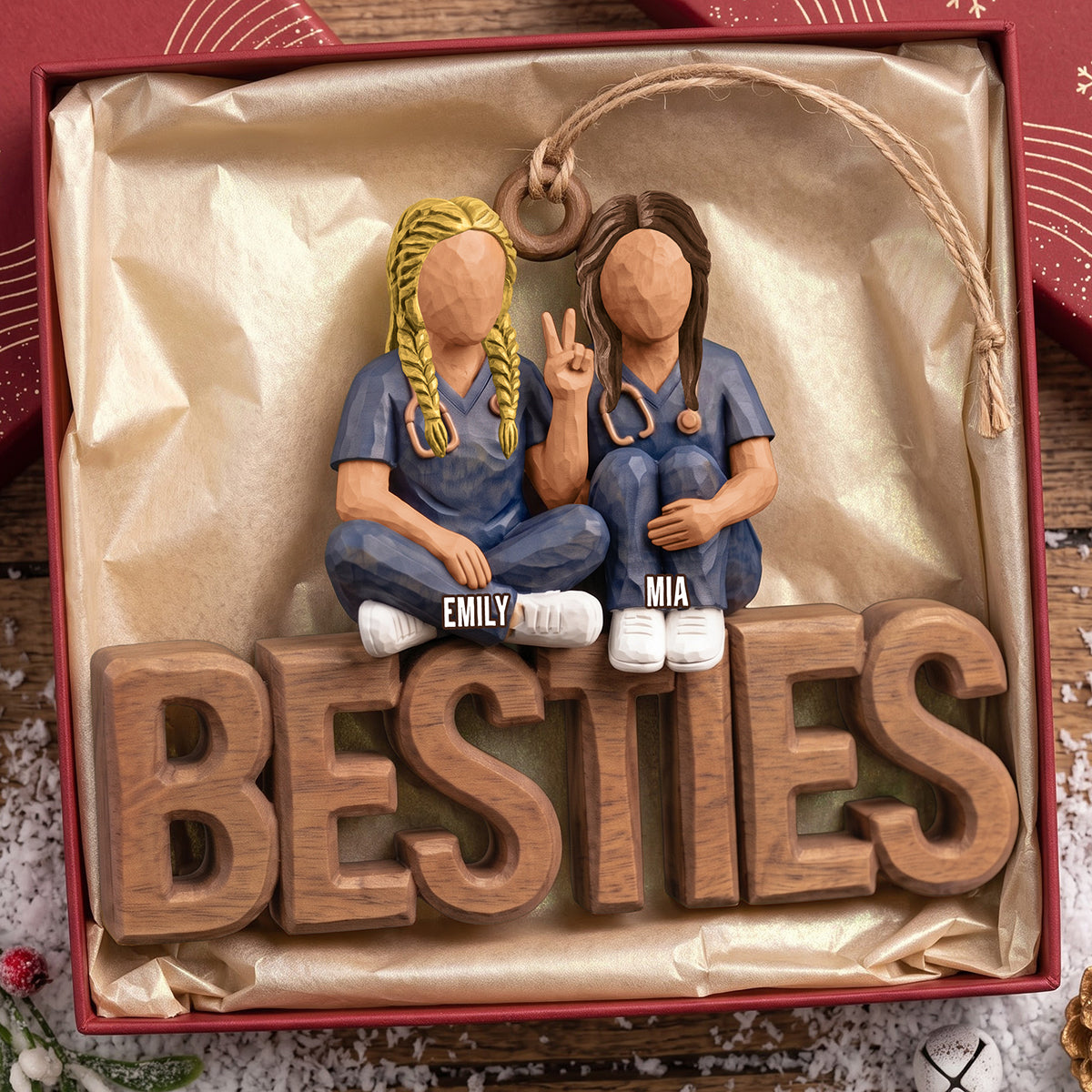 Bestie In Scrubs Wood Ornament – Personalized Gift For Nurses 03TTTA051026
