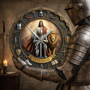 Kneeling Knight Acrylic Hanging Wall Clock - Personalized Gifts For Christian 01hulu060326