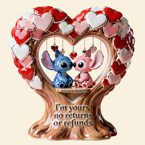 Cute Alien Romance Acrylic Plaque - Personalized Gifts For Couple Plaque 02TGDT020226