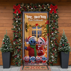 Blue Alien Family Door Cover - Personalized Gifts For Family 05PGLU061125