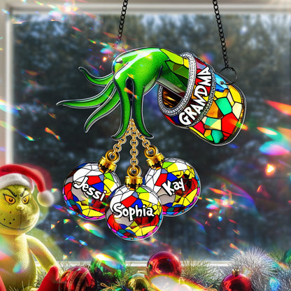 Green Christmas Bauble Suncatcher - Personalized Gifts For Grandma 08TGLU140825