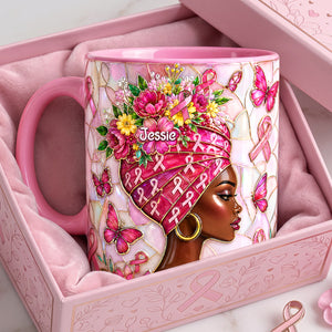 Cancer Fighter Girly Accent Mug - Personalized Gifts For Breast Cancer Warriors 02QHTA030826