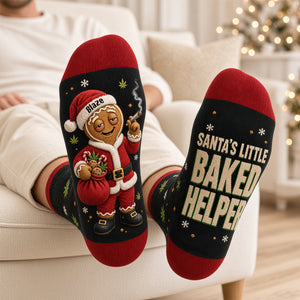 Funny Stoner Santa Socks - Personalized Christmas Gifts 03todt210926 - Socks - GoDuckee