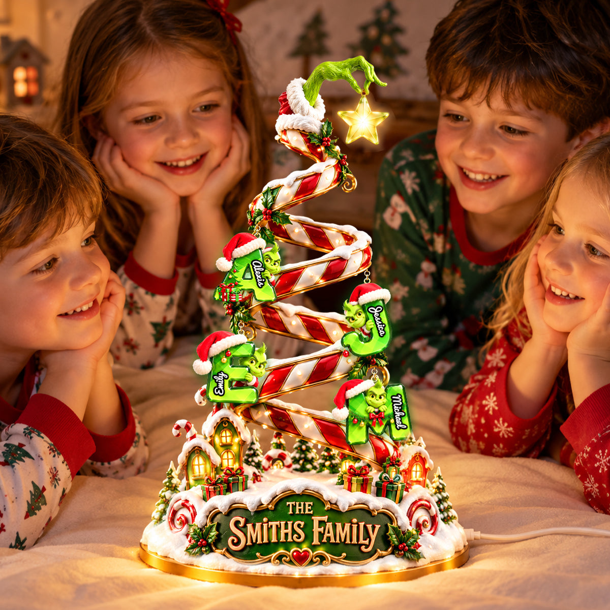 Whimsical Candy Cane Initial Letter Light Box - Personalized Gift For Christmas 02PADH191026