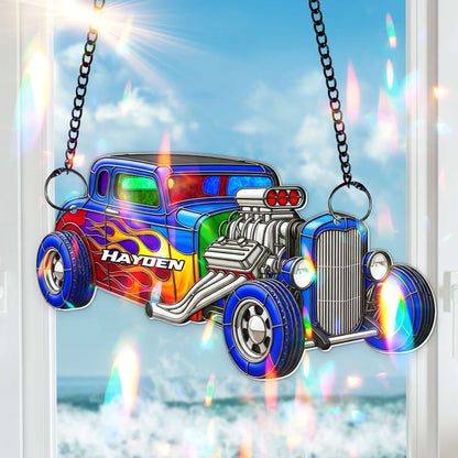 Vibrant Muscle Car Suncatcher  - Personalized Christmas Gifts For Hot Rod Lovers 05OHLU060825