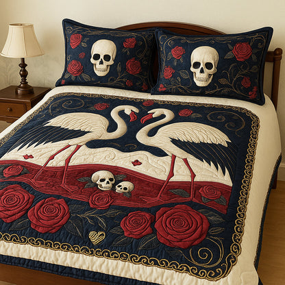 Gothic Flamingo Love Quilt Bed Set - Gifts For Couple 05tgqn210725