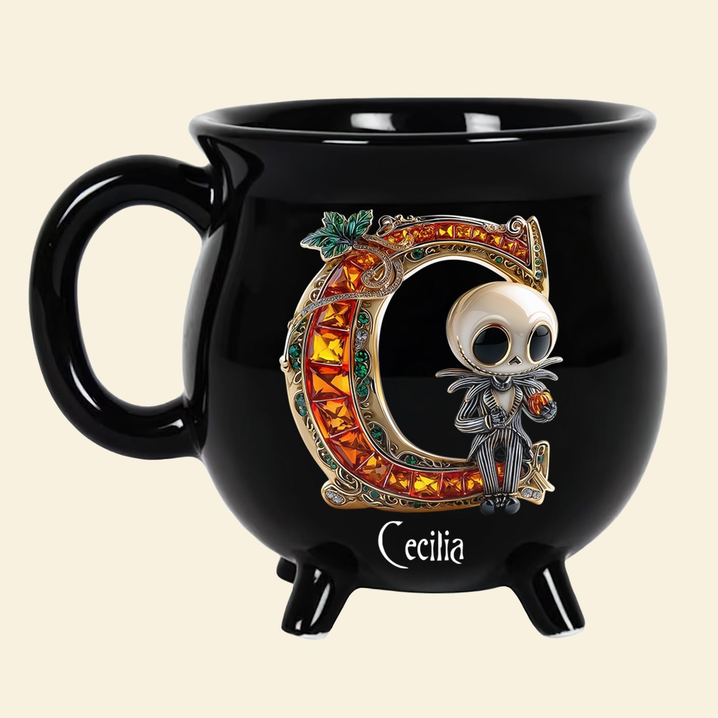 Spooky Alphabet Ceramic Cauldron Mug - Personalized Gifts For Halloween Cauldron Mug 02TGDT050925