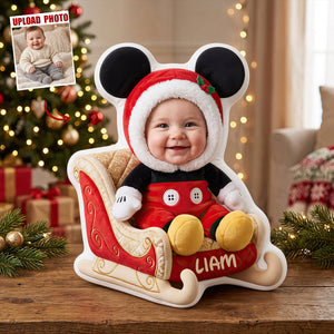Christmas Baby Sleigh Pillow - Custom Photo Gifts For Kids 02pgdt101026