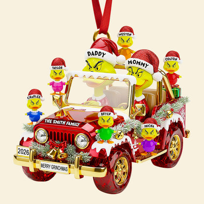 Quirky Family On Off-road Car Ornament - Personalized Christmas Gifts For Family 04DTDT150925