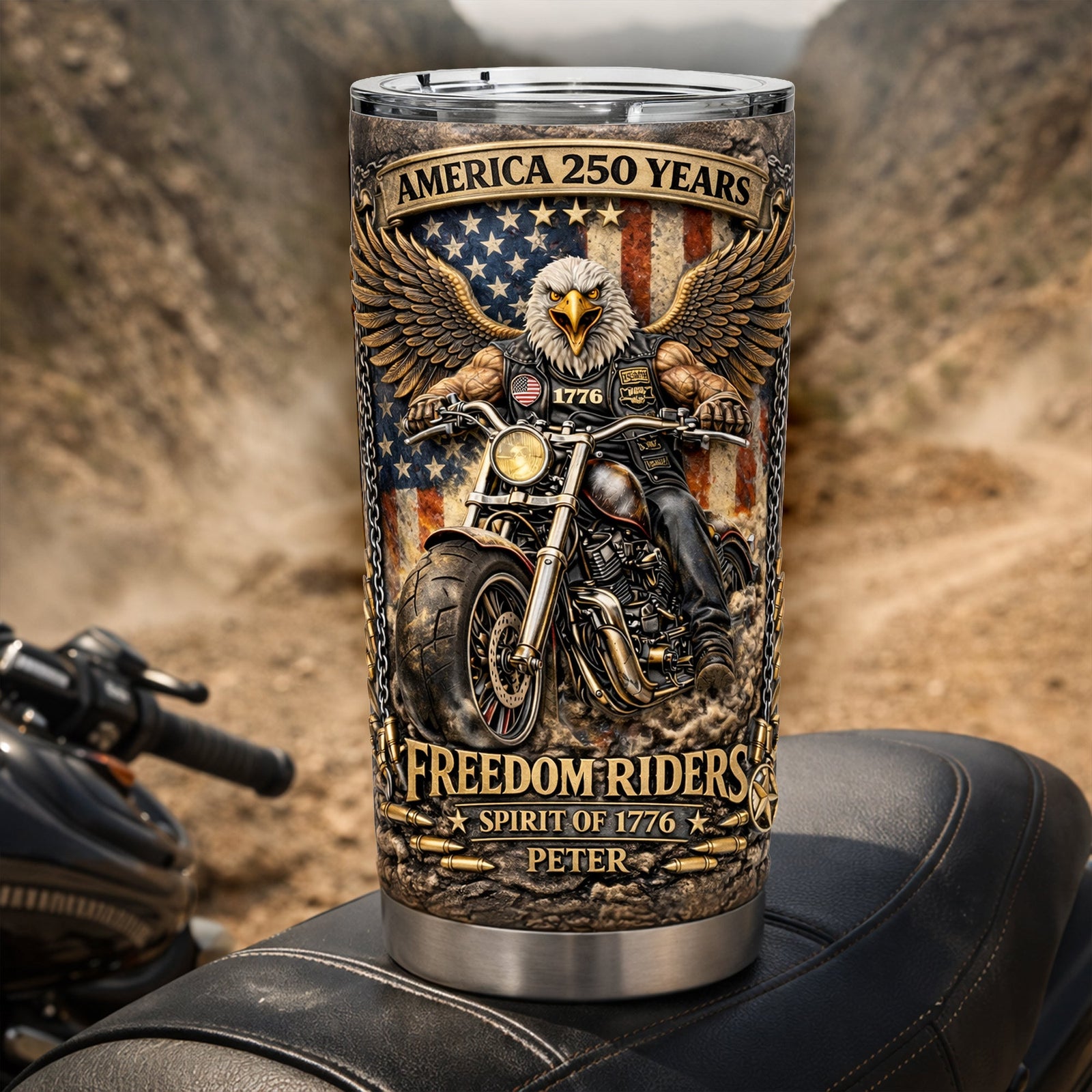 Freedom Riders 250th Anniversary Tumbler - Personalized Gifts For Bikers 04TYLU090326