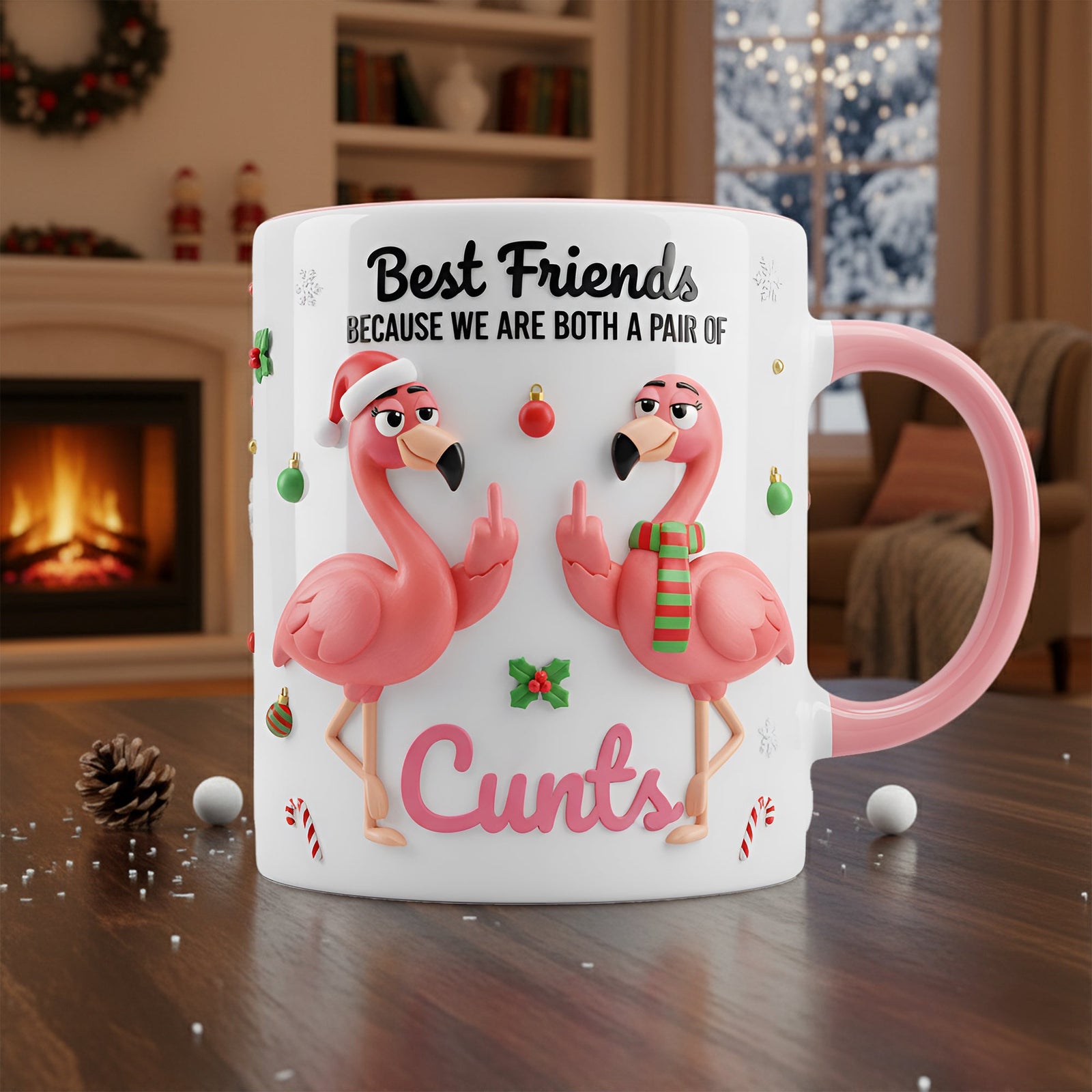 Flamingo Besties Accent Mug - Personalized Gifts For Besties 05NALU151125