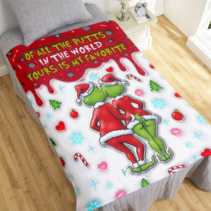 Naughty Green Monster Couple Blanket - Personalized Gifts For Couples 04NAQN031125