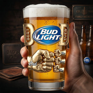 Family Fist Bump Pint Glass - Personalized Gifts For Dad 01NADT220526-Homacus
