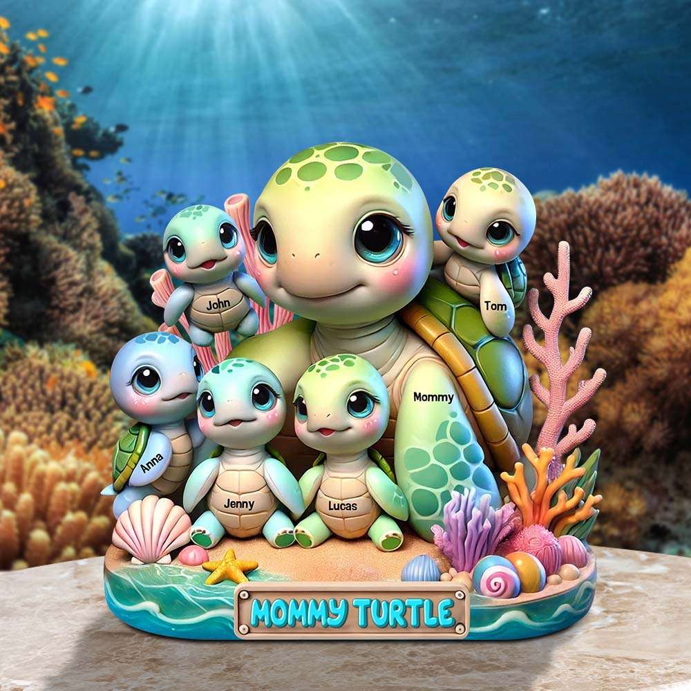 Turtle Mama Plaque - Personalized Gifts For Mom-Homacus