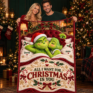 Lovely Peck On The Cheek Of Mischief Couple Blanket - Personalized Christmas Gifts For Couples 07todt191026