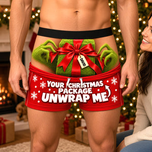Funny Christmas Unwrap Men's Boxers - Personalized Gifts For Him 03ohtn211026