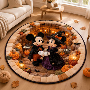 Spooky Little Mouse Round Mat - Personalized Halloween Gifts For Couple 02pgdt290826