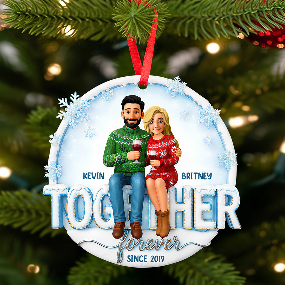 Couple Forever Christmas Ornament Personalized Gifts For Couple 01HUDT271025 - Ornament - GoDuckee